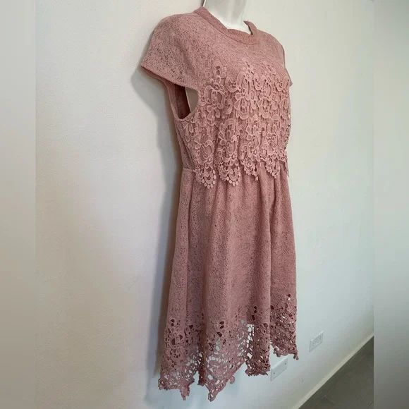open lace back dress Romeo Pink Dress
